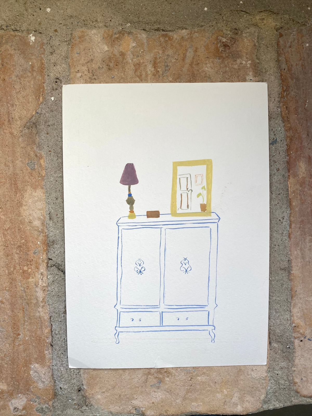 Blue Armoire and Mirror