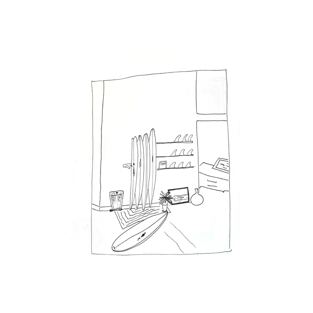 Frontera surf shop illustration